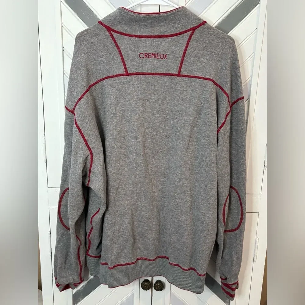 Cremieux Men's Red Light Gray Reversible 1/4 Zip Long‎ Sleeve Pullover Jacket